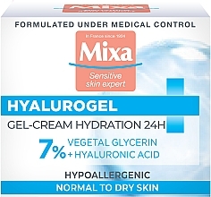 Fragrances, Perfumes, Cosmetics Moisturizing Facial Cream Gel with Hyaluronic Acid & Glycerin for Normal & Sensitive Skin - Mixa Hydrating Hyalurogel Intensive Hydration