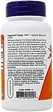 Gelatin Capsules "Vitamin K2" - Now Foods Vitamin K-2 100 mcg — photo N10