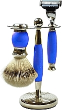 Shaving Set - Golddachs Pure Badger, Mach3 Polymer Blue Chrom (sh/brush + razor + stand) — photo N7