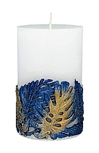 Decorative Candle, 8x13 cm, blue - Artman Monstera — photo N2