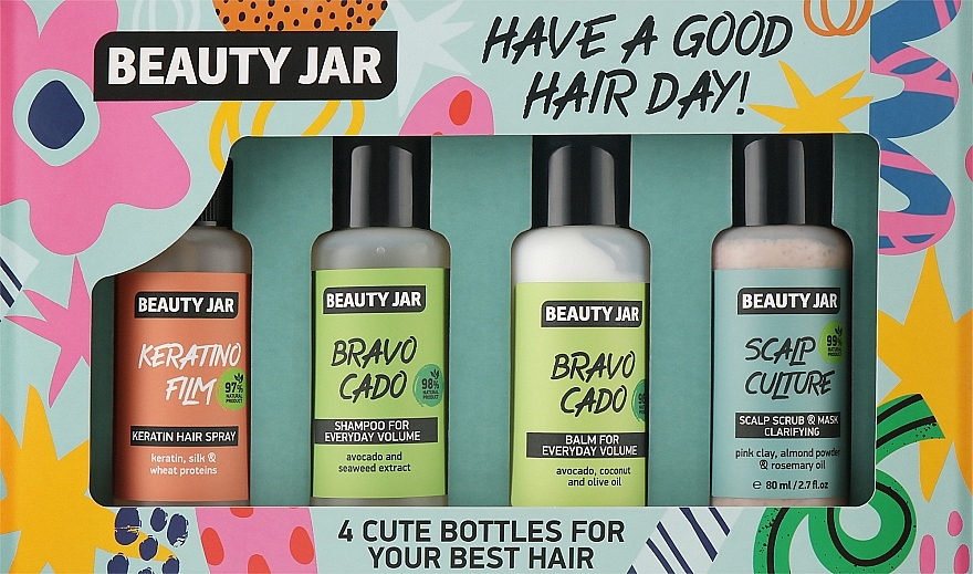Set - Beauty Jar Have A Good Hair Day (h/shm/80ml + h/balm/80ml + h/spray/80ml + h/mask/80ml) — photo N1