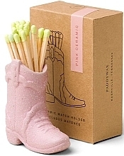 Fragrances, Perfumes, Cosmetics Matchstick case with filling, pink - Paddywax Nashville Ceramic Boot Match Holder Pink