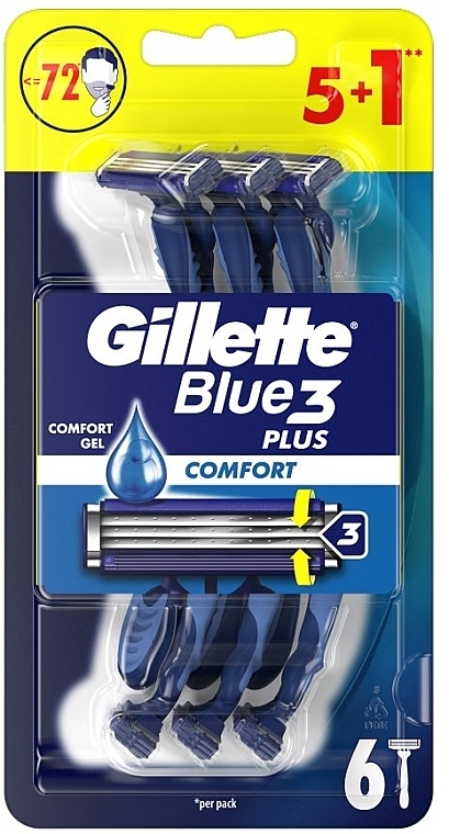 Disposable Razor Set, 5+1 pcs - Gillette Blue 3 Comfort — photo N1