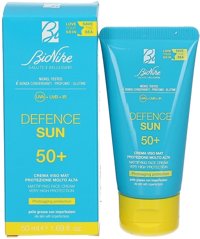 Mattifying Sunscreen - BioNike Defence Sun SPF50 Mattifying Face Cream — photo N2