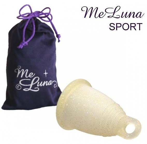 Menstrual Cup with Loop, Size M, Gold Glitter - MeLuna Sport Menstrual Cup — photo N1