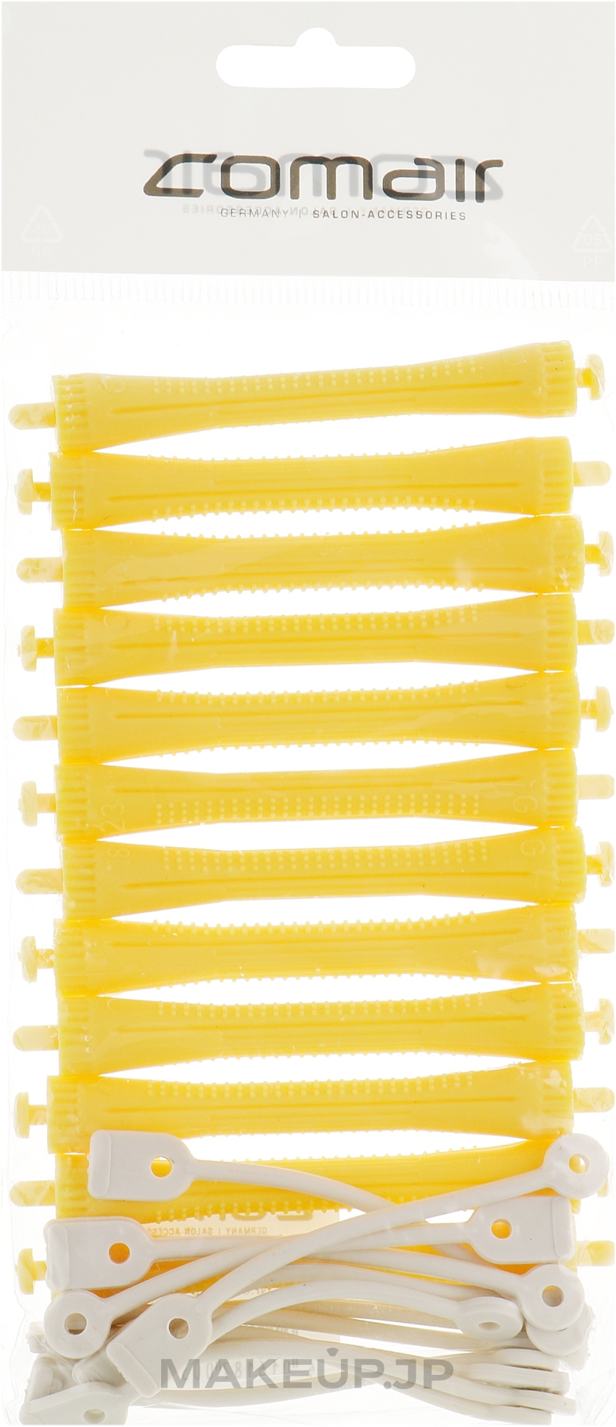 Curlers for Cold Hair Curling, with round elastic band, yellow, d8 - Comair — photo 12 szt.