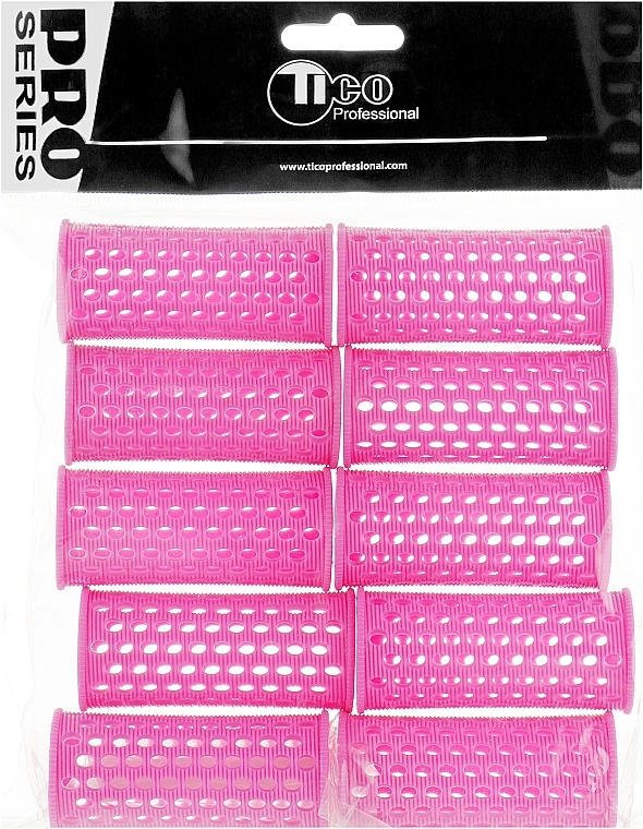 Plastic Hair Rollers d28 mm, pink - Tico Professional — photo N7