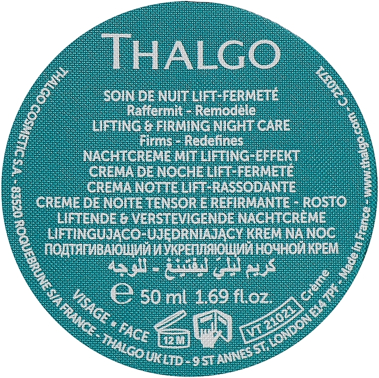 リフティング＆引き締めナイトフェイスクリーム - Thalgo Silicium Lift Intensive Lifting & Firming Night Care (交換可能なブロック)	 — photo N1