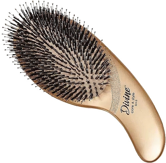 Massage Hair Brush, combined bristles, gold - Olivia Garden Expert Care Curve Boar & Nylon Bristles Gold — photo N1