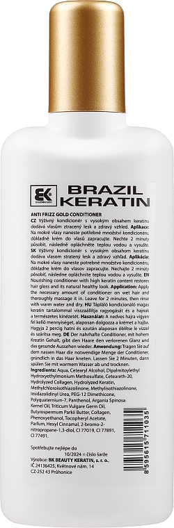 Keratin Conditioner for Damaged Hair - Brazil Keratin Anti Frizz Gold Conditioner — photo N2
