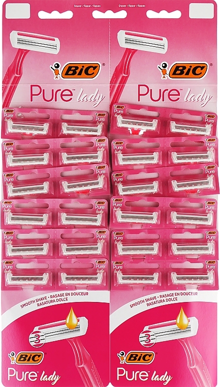 Pure 3 Lady Shaving Razor, pink, 24pcs - Bic — photo N6