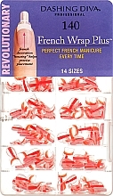 Colored Narrow Tips "French Smile+" - Dashing Diva French Wrap Plus Color 140 Tips (bright-pink) — photo N1