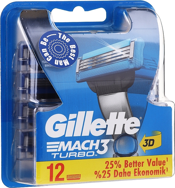 Shaving Razor Rifills, 12 pcs. - Gillette Mach3 Turbo — photo N4