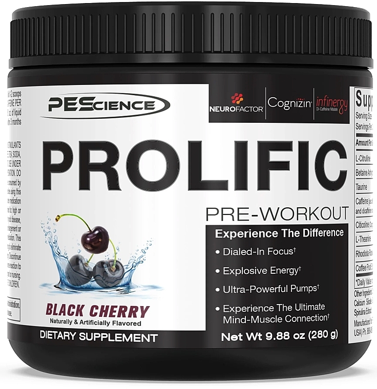 Cherry Pre-Workout Complex - PeScience Prolific Pre-Workout Black Cherry — photo N1