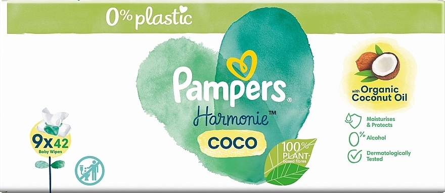 Baby Wet Wipes, 9x42 pcs - Pampers Harmonie Coco Baby Wipes — photo N14