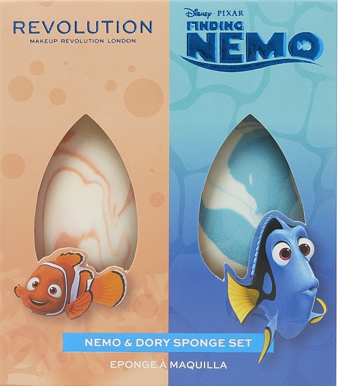 Makeup Sponge Set, 2 pcs - Makeup Revolution Disney & Pixar's Finding Nemo Nemo & Dory Sponge Set — photo N1