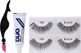 False Lashes Set with Glue - Ardell Deluxe Pack 105 Black — photo N2