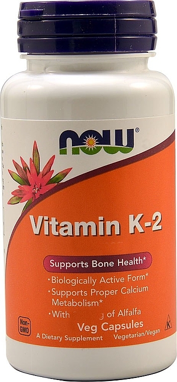 Gelatin Capsules "Vitamin K2" - Now Foods Vitamin K-2 100 mcg — photo N1