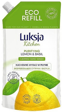 Lemon & Basil Liquid Soap - Luksja Kitchen Purifying Lemon & Basil Caring Hand Wash (doy-pack)  — photo N2
