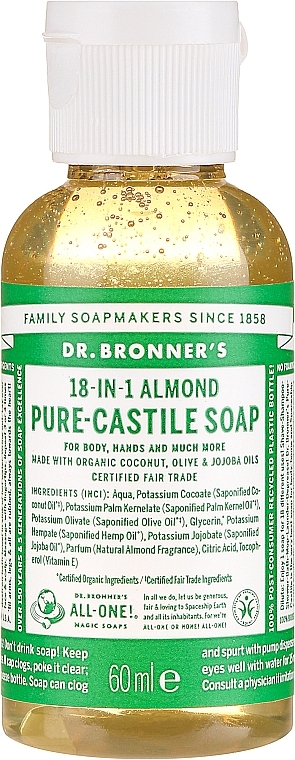 Liquid Soap "Almond" - Dr. Bronner’s 18-in-1 Pure Castile Soap Almond — photo N1