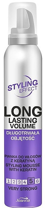 Keratin Strong Hold Hair Mousse - Joanna Styling Effect Styling Mousse With Keratin Very Strong — photo N4