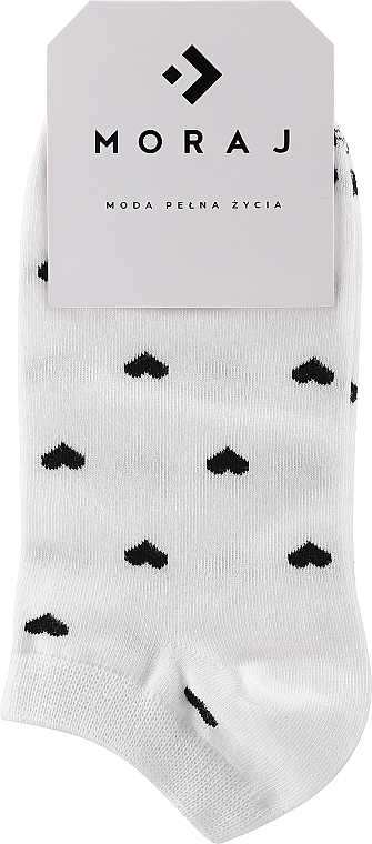 Women Short Socks with Hearts, 1 pair, white - Moraj — photo N1