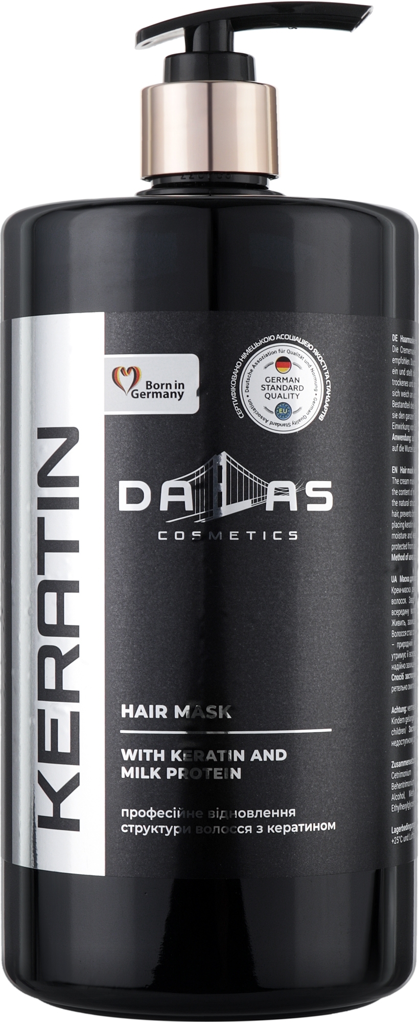 Keratin & Milk Protein Hair Cream Mask - Dalas Cosmetics Keratin Mask (with pump) — photo 900 ml