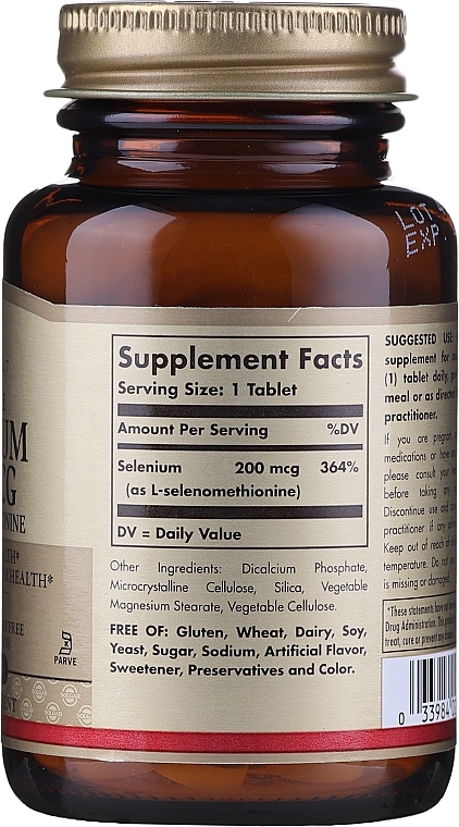 Dietary Supplement - Solgar Selenium 200 mcg — photo N15