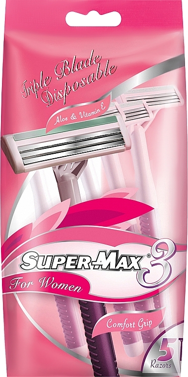 Set of Razors without Replaceable Cartridges, 5pcs - Super-Max Triple Blade 3 For Women — photo N3