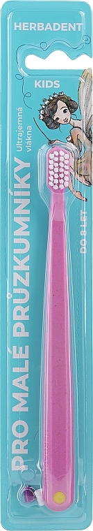 Children's Toothbrush, ultra-soft, up to 8 years old, pink - Herbadent Kids Toothbrush — photo N1