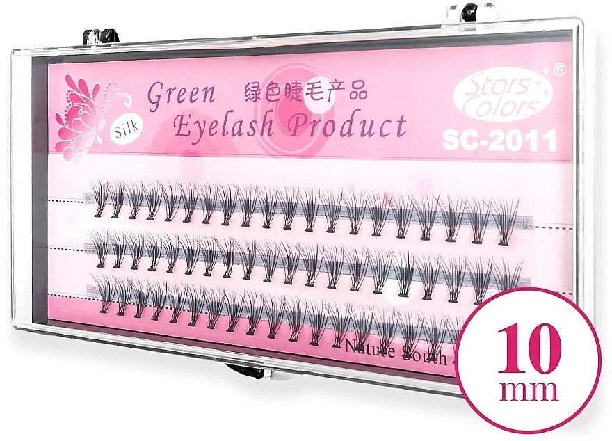 Lash Individuals, C, 10 mm - Clavier Pink Silk Green Eyelash — photo N1