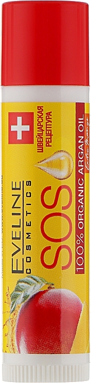 Repairing Lip Balm "Exotic Mango" - Eveline Cosmetics Argan Oil Sos Exotic Mango — photo N1