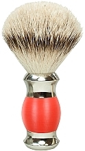 Shaving Brush with Badger Bristles, plastic, polymeric handle, red and silver - Golddachs Silver Tip Badger Polymer Handle Red Silver — photo N5