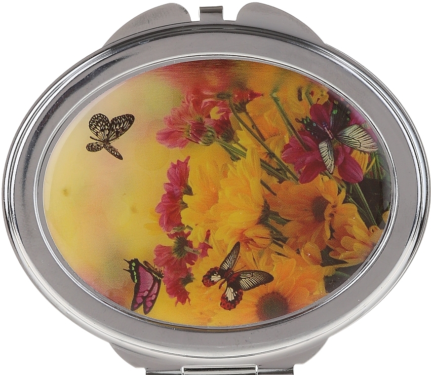 Cosmetic Mirror, "Butterflies", 85451, yellow-red flowers - Top Choice — photo N1