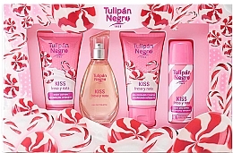 Fragrances, Perfumes, Cosmetics Tulipan Negro Kiss Fresa Y Nata - Set (edt/50ml + b/lot/75ml + sh/gel/75ml + deo/50ml)