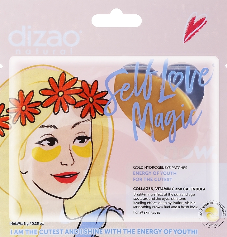 Hydrogel Eye Patches with Collagen, Vitamin C & Calendula - Dizao Self Love Magic — photo N1