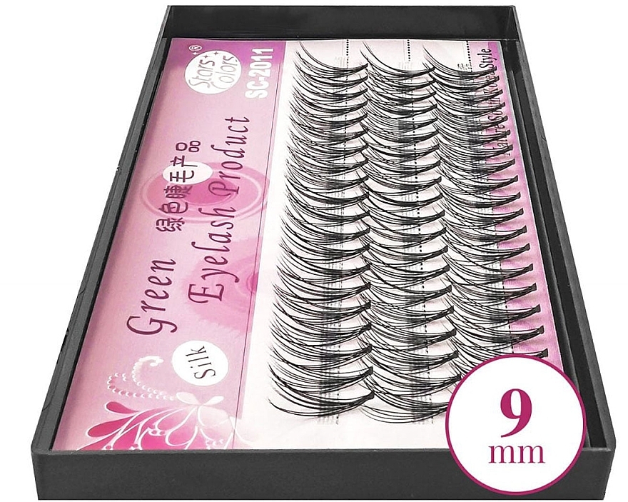 Lash Individuals, C, 9 mm - Clavier Pink Silk Green Eyelash — photo N2