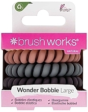 Hair Ties, multi-colored, 5 pcs - Brushworks Wonder Bobble Large Natural — photo N1