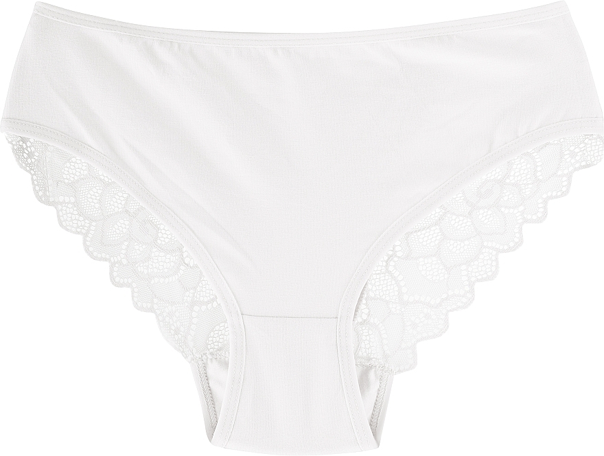 Women Cotton Panties with Lace Back, white - Moraj — photo N1