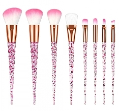 Fragrances, Perfumes, Cosmetics Makeup Brush Set, 8 pcs, white-pink crystal - Deni Carte