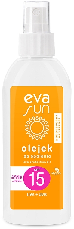 Tanning Oil with Amber Biocomplex & Vitamin E - Eva Natura Sun Protection Oil SPF15 — photo N2