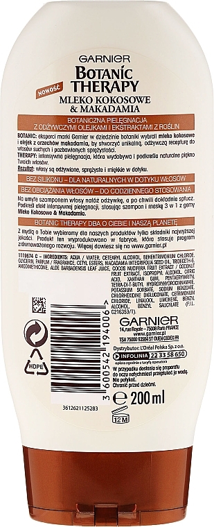 Nourishing & Softening Hair Conditioner - Garnier Botanic Therapy Coconut Milk & Makadamia Conditioner — photo N2