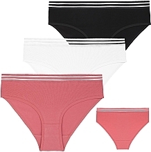 Fragrances, Perfumes, Cosmetics Smooth Panties with Mesh Band bdm350-004/3, 3 pieces, pink+white+black - Moray