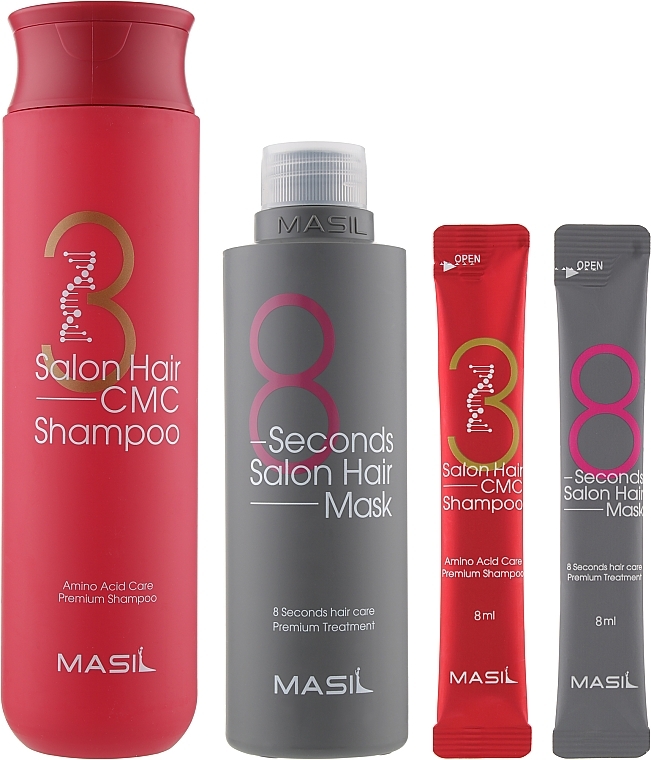 Set - Masil 8 Seconds Salon Hair Set (mask/200ml + mask/8ml + shm/300ml + shm/8ml ) — photo N2