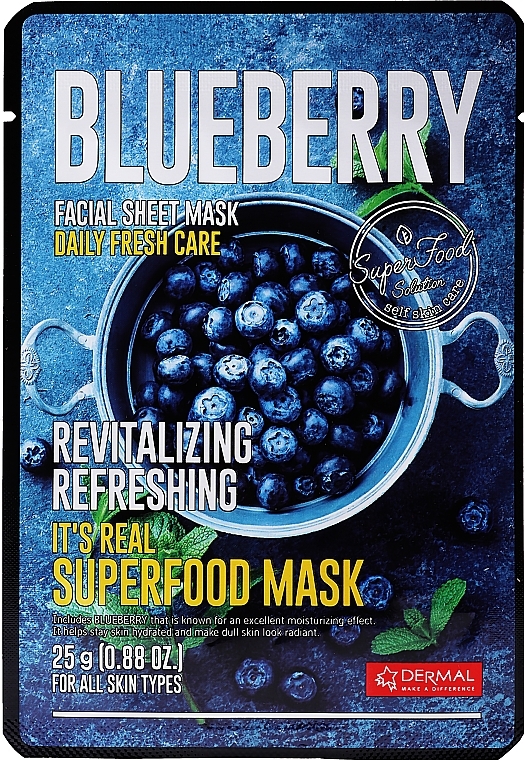 Nourishing Blueberry Face Mask - Dermal It'S Real Superfood Mask Blueberry — photo N6