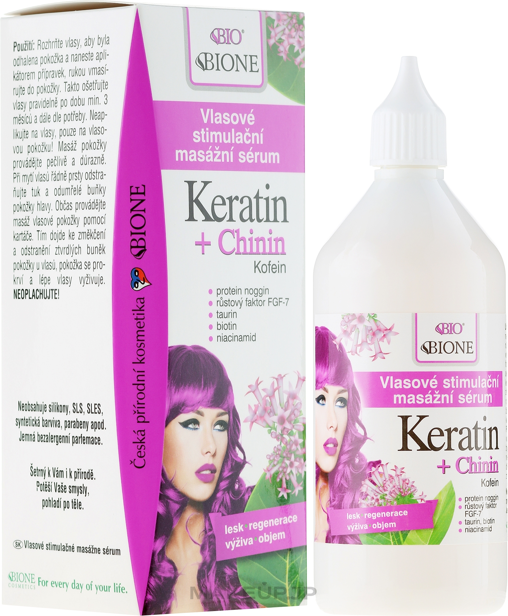 Hair Serum - Bione Cosmetics Keratin + Quinine Stimulating Massaging Hair Serum — photo 215 ml