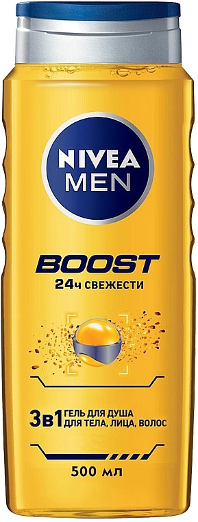 Body, Face & Hair Wash 3in1 - Nivea Men Boost Shower Gel — photo N2