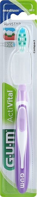 Activital Toothbrush, medium, purple - G.U.M Soft Compact Toothbrush — photo N1