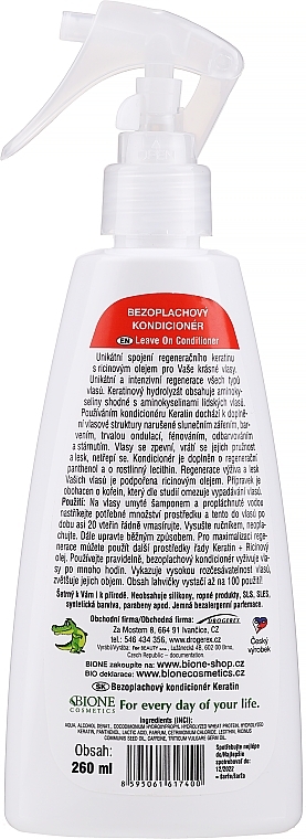 Leave-In Repair Conditioner - Bione Cosmetics Keratin + Ricinovy Oil — photo N17