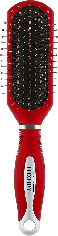 Massage Hair Brush, HB-04-10, straight, red - Beauty LUXURY — photo N1